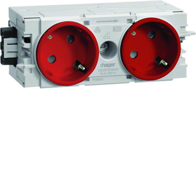 TEHALIT.WA Prise SCHUKO 2 fois 45° WAGO C-profil rouge