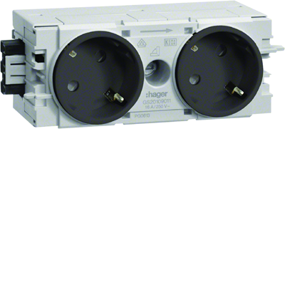 TEHALIT.WA SCHUKO socket 2-fold 45° WAGO C-profile anthracite