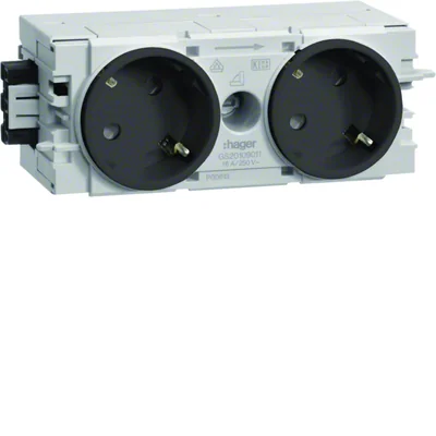 TEHALIT.WA SCHUKO socket 2-fold 45° WAGO C-profile anthracite