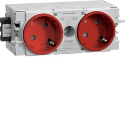 TEHALIT.WA SCHUKO socket 2-fold 45° WAGO C-profile red