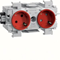 TEHALIT.WA SCHUKO socket 2-fold 45° WAGO edge mounting red