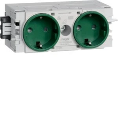 TEHALIT.WA SCHUKO socket 2-fold WAGO C-profile green