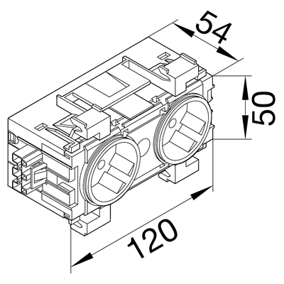 TEHALIT.WA SCHUKO socket 2-way 45° WAGO edge mounting anthracite