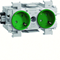 TEHALIT.WA SCHUKO socket 2-way 45° WAGO edge mounting green