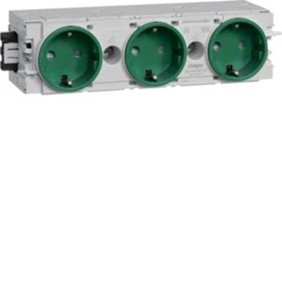 TEHALIT.WA SCHUKO socket 3-way connection WAGO C-profile green