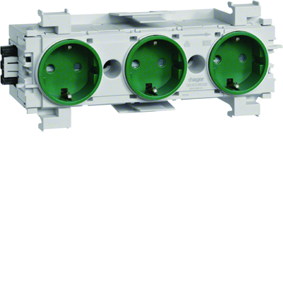 TEHALIT.WA SCHUKO socket 3-way connection WAGO edge mounting green
