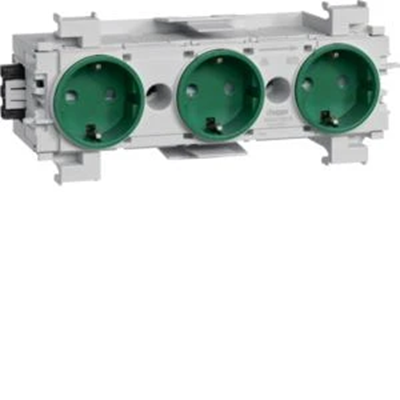 TEHALIT.WA SCHUKO socket 3-way connection WAGO edge mounting green