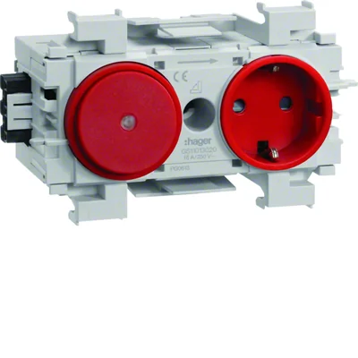 TEHALIT.WA SCHUKO socket with switch WAGO edge mounting red