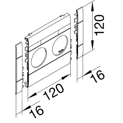 TEHALIT.WA Tapa 2 elementos ABS libre de halógenos 120 mm gris claro