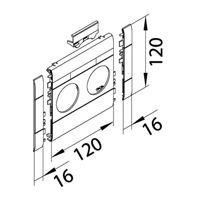 TEHALIT.WA Tapa con campo de rotulación, ABS de 2 elementos, sin halógenos, aluminio de 120 mm