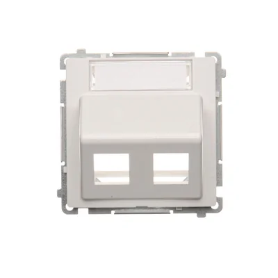 Telephone jack cover on Keystone double diagonal with a white label