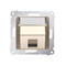 Telephone jack cover on Keystone single diagonal with description field (module) gold (metallic)