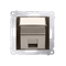 Telephone jack cover on Keystone single diagonal with inscription field (module) brown matt (metallic)