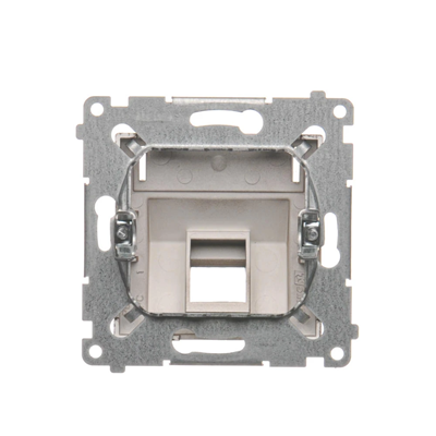 Telephone jack cover on Keystone single diagonal with inscription field (module) brown matt (metallic)