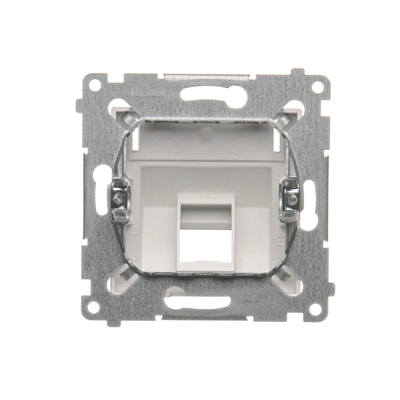 Telephone jack cover on Keystone single diagonal with inscription field (module) silver (metallic)
