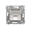 Telephone jack cover on Keystone single diagonal with inscription field (module) silver (metallic)