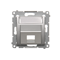 Telephone jack cover on Keystone single diagonal with inscription field (module) silver (metallic)