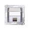 Telephone jack cover on Keystone single diagonal with inscription field (module) silver (metallic)