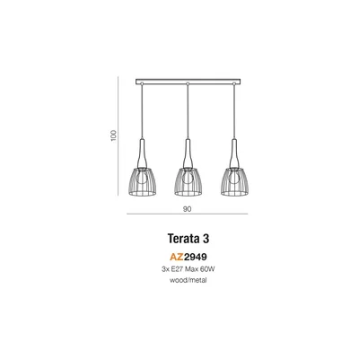 TERATA 3 Lampa wisząca czarna