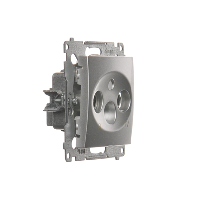 Terminal R-TV antenna socket for pass-through sockets (module) silver (metallic)