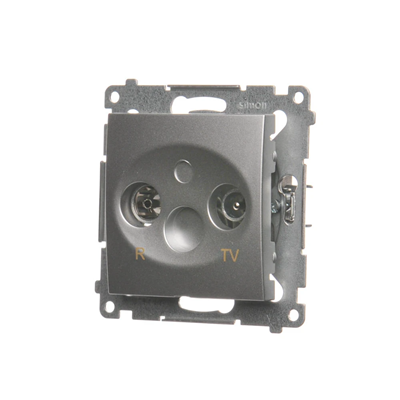 Terminal R-TV antenna socket for pass-through sockets (module) silver (metallic)