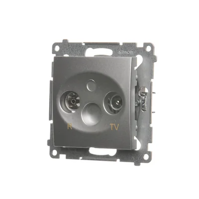 Terminal R-TV antenna socket for pass-through sockets (module) silver (metallic)