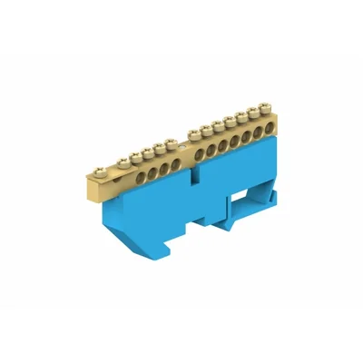 Terminal strip for 11-module TH rail 11 x 16mm² + 1 x 35mm² blue