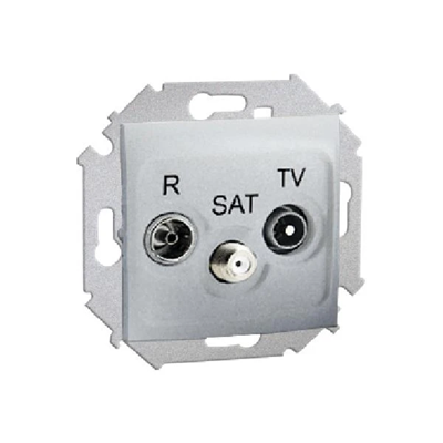 Terminale R-TV-SAT presa antenna (modulo) alluminio (metallico)