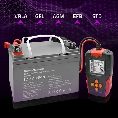 Tester digitale per batterie Qoltec con display LCD | 12V | 24V | 3Ah-200Ah