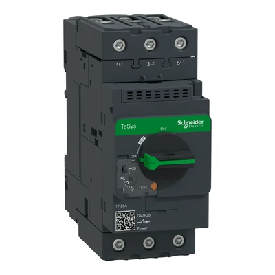 TeSys GV3P magnetothermal motor circuit breaker, rotary drive, 25A, box terminals