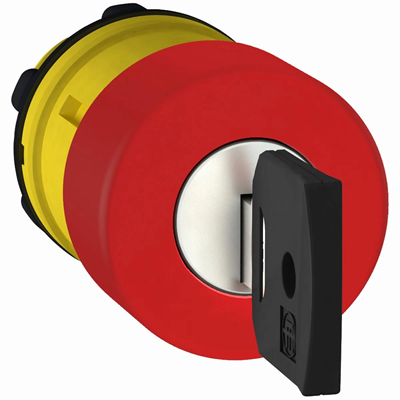 Tête de bouton d'urgence Harmony XB5 avec clé NR455 Ø30 plastique rouge