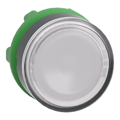 Tête de bouton plate en plastique blanc Harmony XB5 avec possibilité d'insérer une légende