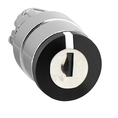 Tête de commutation Harmony XB4 3 positions avec clé 455 et rappel par ressort métal noir