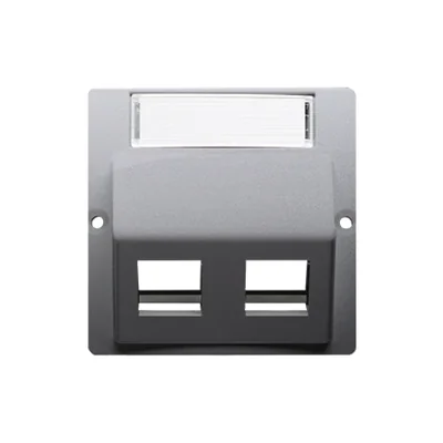 The cover of data communication sockets on Keystone is slanted. Mounting the screw socket to the box, inox (metallic)