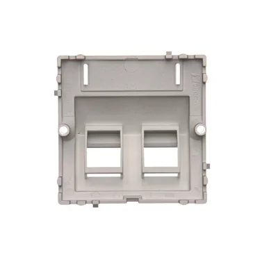 The cover of data communication sockets on Keystone is slanted. Mounting the screw socket to the box, inox (metallic)