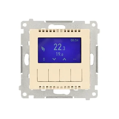 Thermostat programmable Simon 54 WMDR-17xxx1-041 avec affichage et capteur de température interne/externe, sans sonde (module) 16(2) A, 230 V~ ; crème