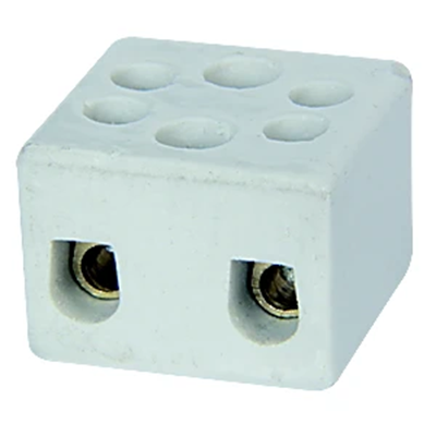 Threaded connector, porcelain (with a screw hole), 6 mm2, 2 tracks, 20 pcs.