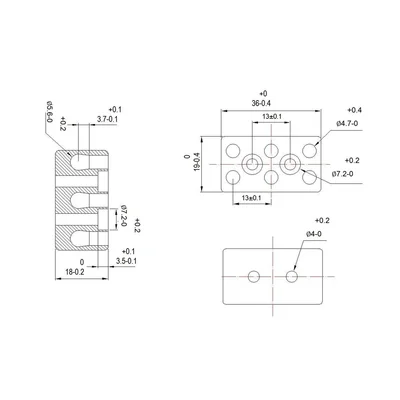 Threaded connector, porcelain (with holes for screwing), 6 mm2, 3 tracks, 15 pcs.