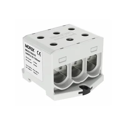 Threaded rail terminal AL/CU 25-150mm2 TS-35 1 track 6 clamp holes gray
