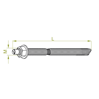 Threaded rod galvanized thread 8mm length 110mm