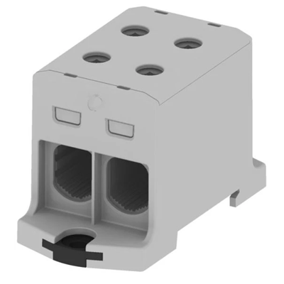 Threaded terminal block AL/CU, 35-240mm2, TS 35, 1 track, 4 holes Clamp, grey