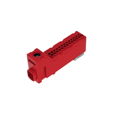 Threadless terminal block LZB, 1x2.5-25mm2 / 13x1.5-2.5mm2, 63A, 1kV, red