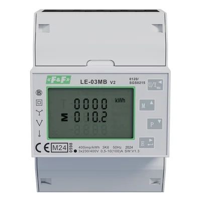Three-phase active and reactive energy consumption meter, M-BUS, 100(5)A; MID