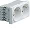 Through-socket with grounding systo, 2x(2P+E), self-clamping, 4 modules, white, 16A/250V