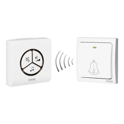 Timbre inalámbrico WAYO AC, conectado a la red, botón sin pilas, sistema de aprendizaje, 25 sonidos, alcance de 100 m.