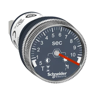 Timer Harmony XB5 24V CC, intervallo 0,5s/10s, 1 uscita PNP NO