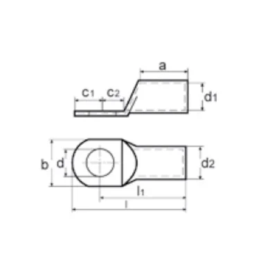 Tinned copper tubular ring terminal 50mm² for M8 screw 10 pcs.
