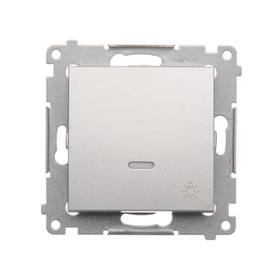 Tlačítko "Light" s LED podsvícením (modul) 10A 230V rychlospojky stříbrné (metalické)