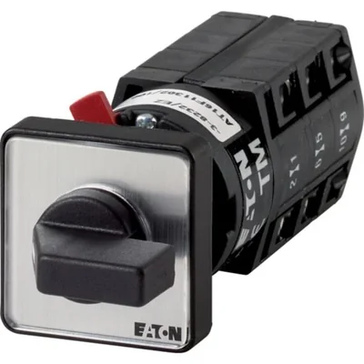 TM-3-15433/EZ Power switch, Contacts: 6, 10 A, nameplate: HAND-0-AUTO, 60 °, latching, 22.3 mm panel mount, black knob, non-locking