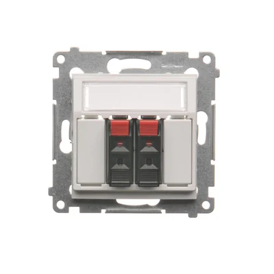 Toma de altavoz de 2 vías SIMON 54 con campo rotulado, blanco